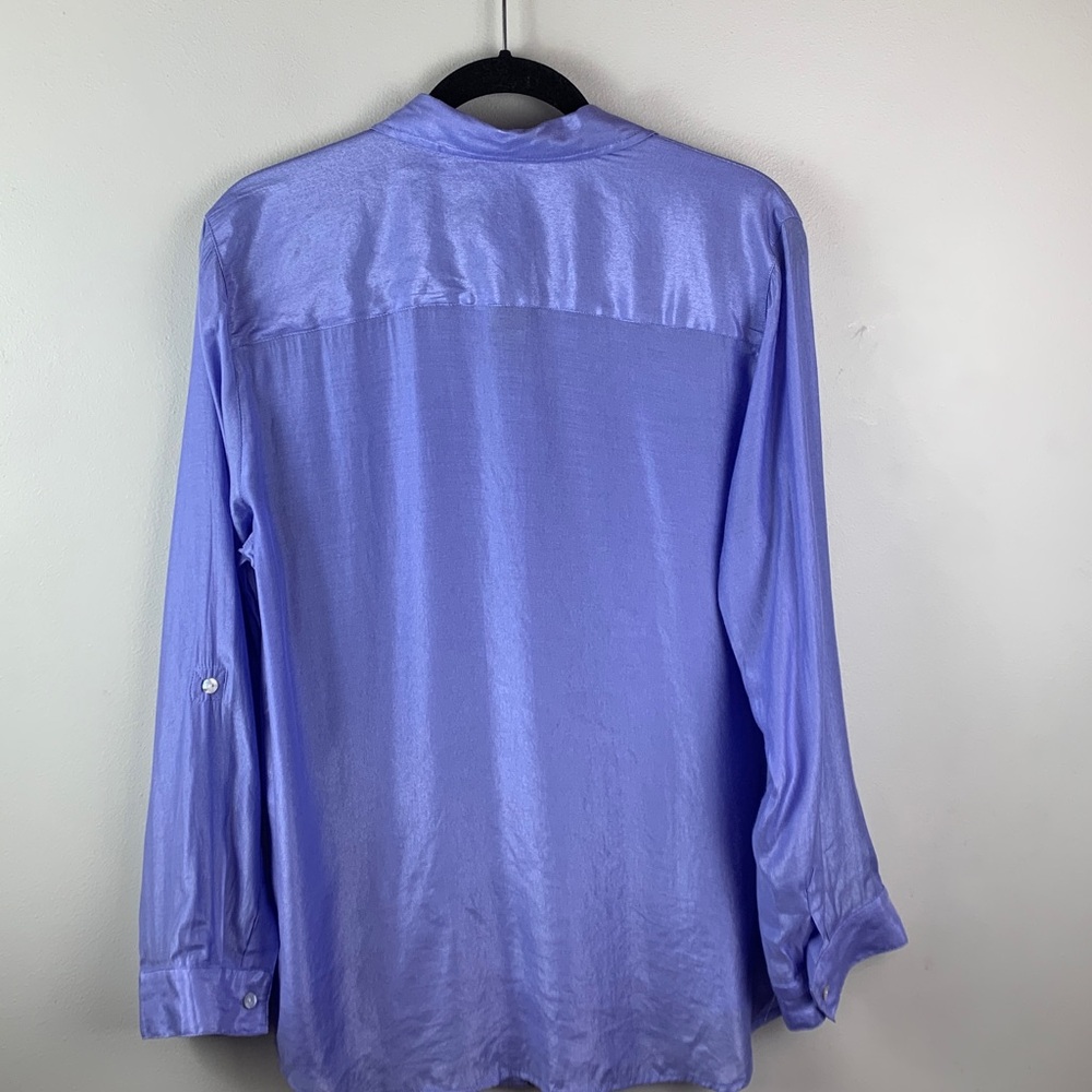 Chico’s Lavender Sandwash Satin Casual Button Down Shirt - Picture 3 of 10